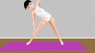 Anime Girl Tries Stretch Yoga Exercise