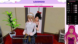 Vtuber Lewdneko masturbates with toys in harem hotel