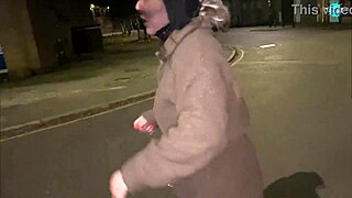 Street Whore Inserts Items Into Pussy On The Run