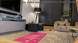 Fitness model turns yoga into handjob.