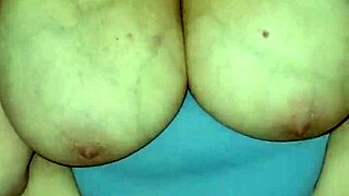 amateur milf with huge tits gets fucked in missionary, pussy leaking pov