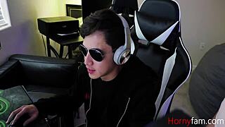 Stepsis gobbling gamer cock while riding with big tits exposed