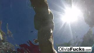 olivia enjoys some summer fun in the pool with her big tits and blonde hair