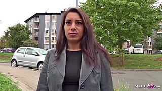 German scout discovers teen 18+ bonnie bei in spontaneous outdoor casting session