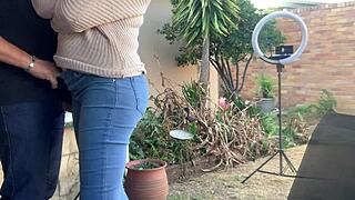 fucking my friend's wife on the patio outside