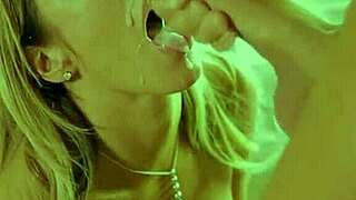 Watch Shorty Blonde In Glasses Cumshot Compilation!