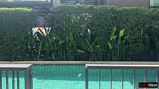 I invited a stranger for hotel room fuck with blowjob and cum on ass. Wet pussy action by the pool