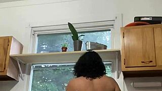 Latina milf enjoys doing dishes in fun way