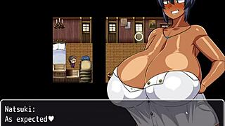 hey, natsuki flashes her huge tits to help the captain jerk off