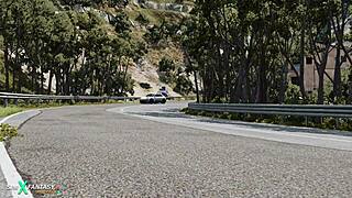 Mia hayes drives the porshe in 3d animation