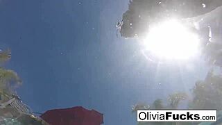 olivia enjoys some summer fun in the pool with her big tits and blonde hair
