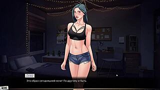 Rough hentai sex with licking and cum on big nipples in cartoon