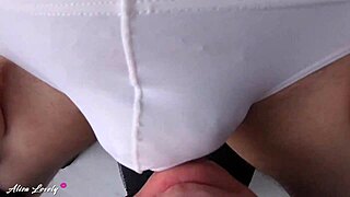 Stepsister gives slobbery blowjob and swallows cum in POV, but is she really that horny? Alisa Lovely surprises with her oral skills.