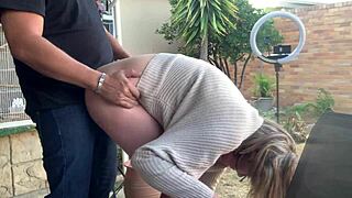 fucking my friend's wife on the patio outside