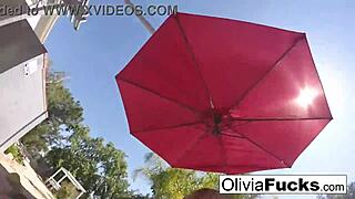 olivia enjoys some summer fun in the pool with her big tits and blonde hair