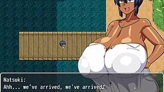 hey, natsuki flashes her huge tits to help the captain jerk off