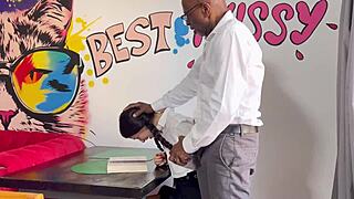 My teacher shoved his big cock in my face and fucked me on the table