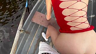 Amateur Couple's Funny Outdoor Boat Sex