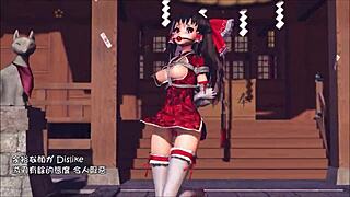 reim touhou pinkcat in 3d cartoon anime hentai