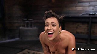 Babe rides double penetration fuck machine with toys 😍