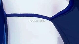 The new employee in the mature office team handles her first day with big tits and boobs in 3d anime style.