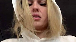 Woman gets super horny at the gym with her see-through shirt showing sweaty hard nipples 😏