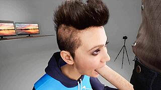 Quick deepthroat blowjob in 3D anime hentai clip