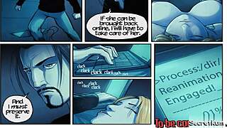 Blonde fucks robot dolls in threesome.