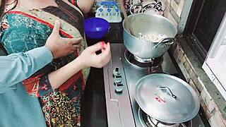 Old Indian wife gets fucked in the kitchen