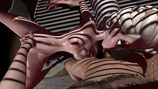 in this 3d hentai cartoon, elza l shows off her big tits and ass while getting fucked by a teen 18+ guy without any censorship