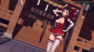 reim touhou pinkcat in 3d cartoon anime hentai