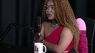 Black Duquesa Sheer Red explains her artistic name and desires a glamorous gangbang with tight pussy action