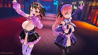 Two girls dancing in 3D animation to music 😊