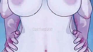 The new employee in the mature office team handles her first day with big tits and boobs in 3d anime style.