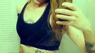 Pretty Tranny in Miniskirt Feels Excited Showing Her Small Cock