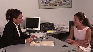 Lesbian Boss Fucks Secretary With Strapon