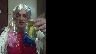 Bisexual crossdresser enjoys tasting his own piss.