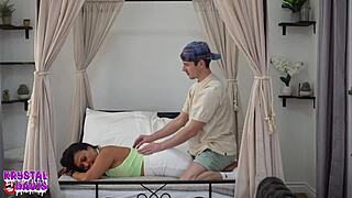 stepson gives massage that turns intimate