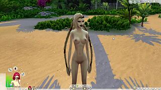 in sims 4, futanari shemales engage in wild sex and fun with feet involved