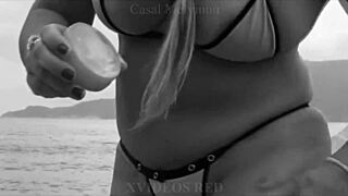 my wife showing off on brazilian beaches