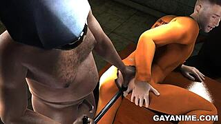 In Prison, a 3D Cartoon Prisoner Gets Ass Fucked by Chubby Black Cop