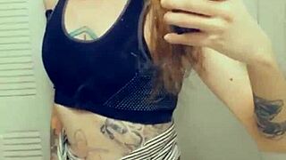 Pretty Tranny in Miniskirt Feels Excited Showing Her Small Cock