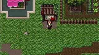 Watch this hentai game where two busty milfs receive a double facial in zombies retreat part 12