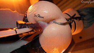 Tied submissive girl undergoes bdsm training with anal hook and creampie