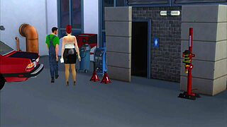 In the car service center, the boss fucks a fat customer wearing heels