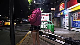 Public Whore Flashing in Miniskirt