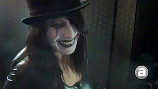 Hot agent in sexy outfit, dangling big tits and smoking