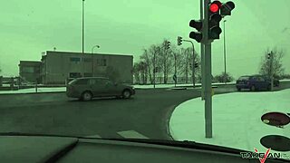 Spanish busty babe tricked into hard van fuck