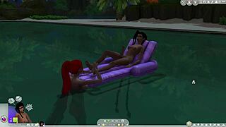 in sims 4, futanari shemales engage in wild sex and fun with feet involved