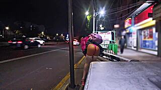 Public Whore Flashing in Miniskirt